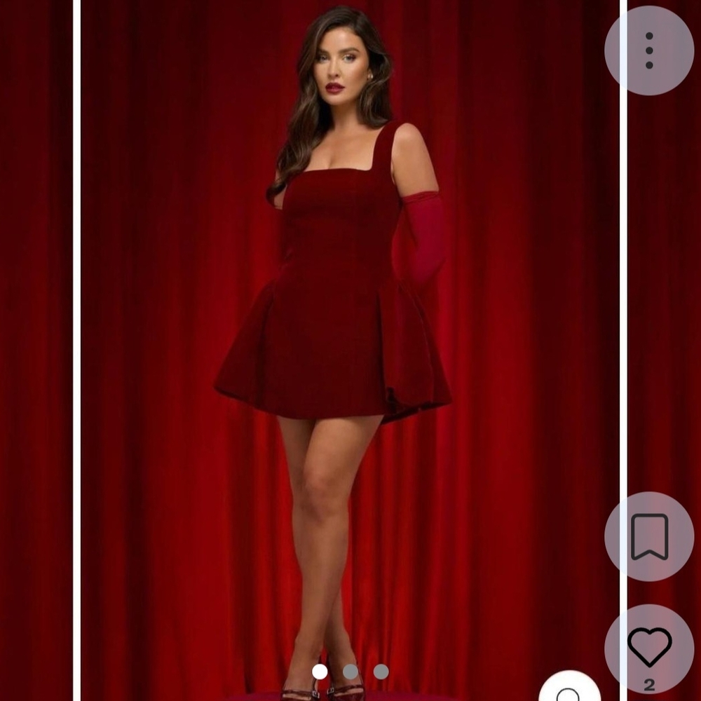 Red Square-Neck Mini Dress
